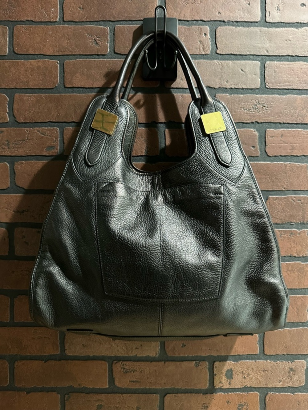 Rachel Zoe Black Leather Hobo Bag with Gold Accents - Picture 2 of 14